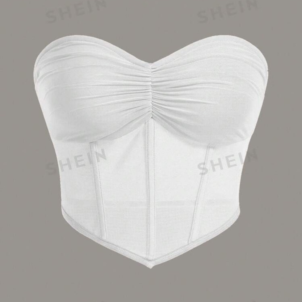 SHEIN Ruched Bustier Bandana Hem Crop Top: Size XXS